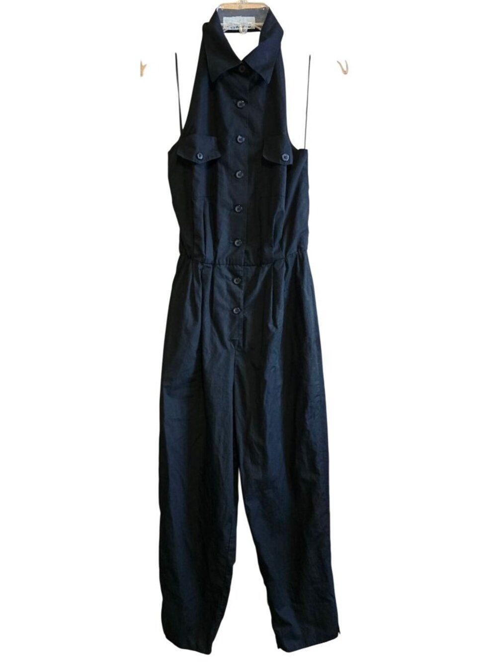 Black Button-Up Jumpsuit halter style top Chic Style elegant date night romance